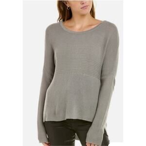 Helmut Lang Women’s Gray Ribbed Knit Pullover Scoop Neck Sweater Sz S